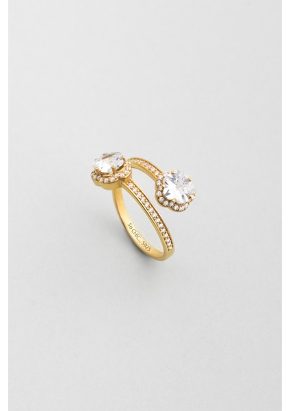 Tutulma 18 Ayar Sarı Altın Kaplama Gümüş Yıldız Yüzük