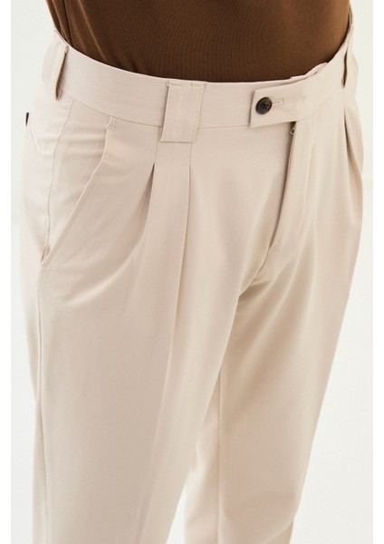 Pileli Bej Super Slim Fit Erkek Pantolon fiyatları