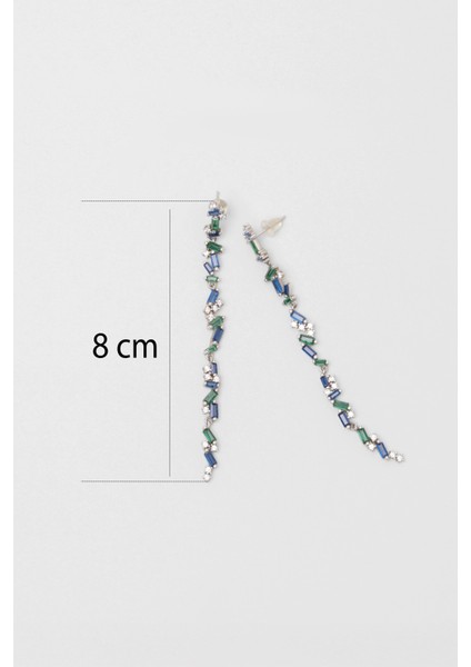 Görkemli Mavi Taşlı 18 Ayar Beyaz Altın Kaplama Gümüş Küpe fiyatları