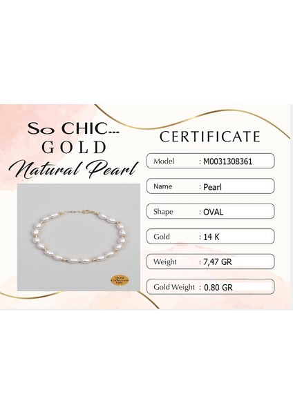 Doğal Inci Taşlı 14 Ayar Sarı Altın Bileklik fiyatları