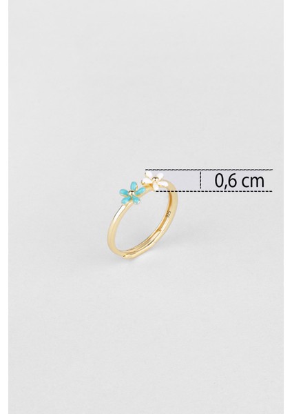 Santorini Çiçeği 18 Ayar Sarı Altın Kaplama Ayarlanabilir Gümüş Yüzük modelleri