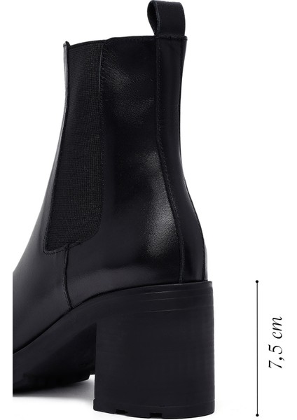 Kadın Siyah Kalın Topuklu Deri Bot 25WFD153218 fiyatları