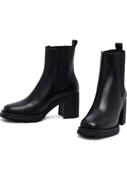 Kadın Siyah Kalın Topuklu Deri Bot 25WFD153218 modelleri