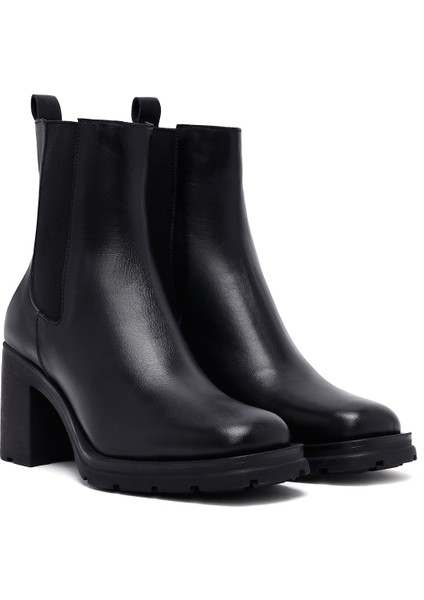 Kadın Siyah Kalın Topuklu Deri Bot 25WFD153218 fırsatları