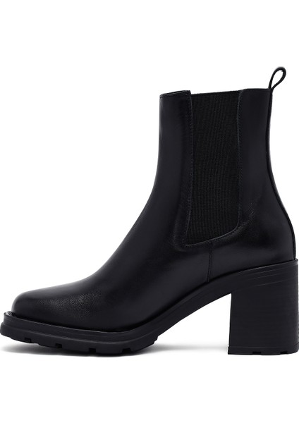 Kadın Siyah Kalın Topuklu Deri Bot 25WFD153218 indirimleri