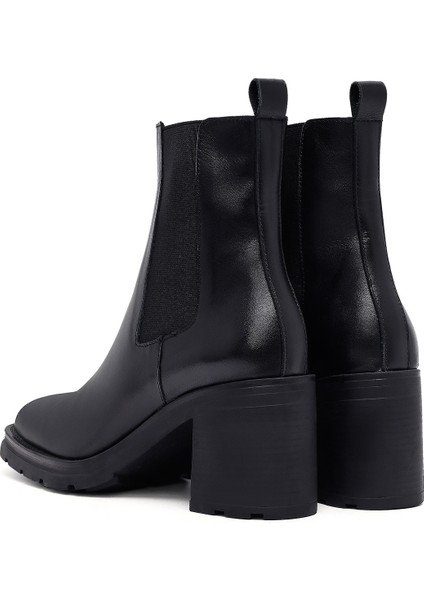 Kadın Siyah Kalın Topuklu Deri Bot 25WFD153218