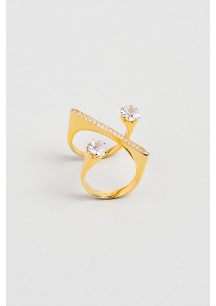 Flora 18 Ayar Sarı Altın Kaplama Gümüş Minimal Yüzük