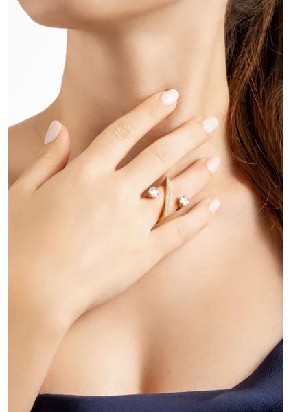 Flora 18 Ayar Sarı Altın Kaplama Gümüş Minimal Yüzük fiyatları