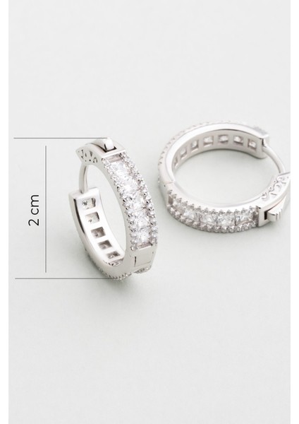 Thalia 18 Ayar Beyaz Altın Kaplama Gümüş Halka Küpe modelleri