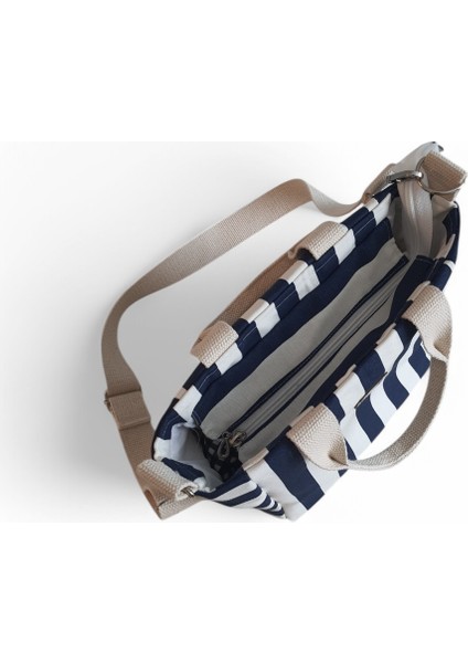 Kadın Çizgili Su Geçirmez Kumaş Günlük Kullanım Tote Çanta modelleri