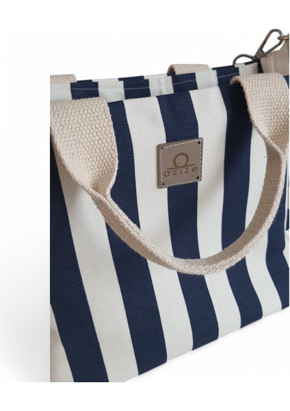 Kadın Çizgili Su Geçirmez Kumaş Günlük Kullanım Tote Çanta fırsatları
