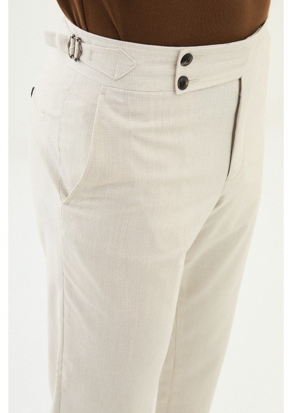 Desenli Taş Rengi Slim Fit Beli Tokalı Erkek Pantolon fiyatları