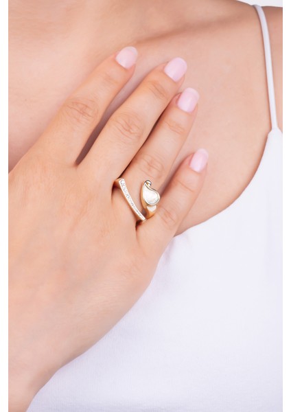 Sedef Masalı 18 Ayar Sarı Altın Kaplama Gümüş Yüzük fiyatları