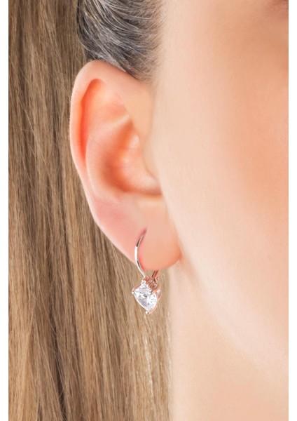 Endless Love 18 Ayar Beyaz Altın Kaplama Gümüş Kalp Küpe fiyatları