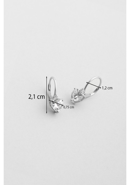 Endless Love 18 Ayar Beyaz Altın Kaplama Gümüş Kalp Küpe modelleri