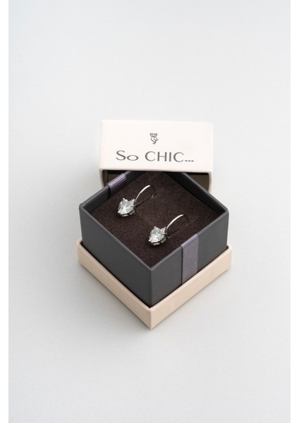 Endless Love 18 Ayar Beyaz Altın Kaplama Gümüş Kalp Küpe indirimleri