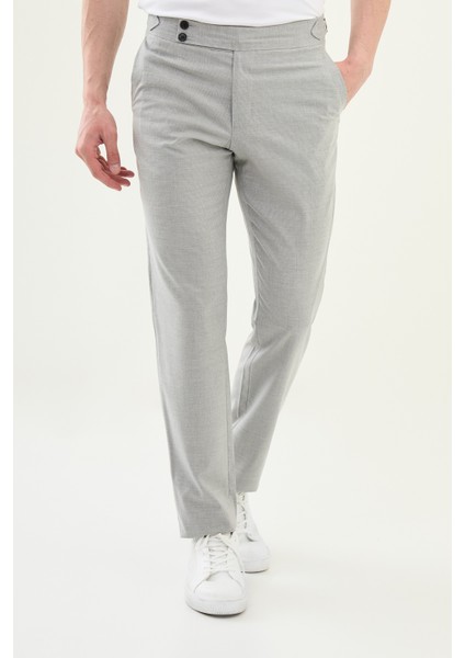 Desenli Gri Slim Fit Beli Tokalı Erkek Pantolon modelleri
