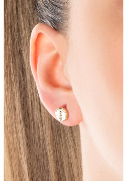 Minimal Sedef 18 Ayar Sarı Altın Kaplama Gümüş Küpe fiyatları