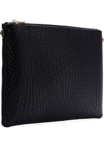 Kadın Siyah Zincir Askılı Örgülü Portföy Çanta 25ABD220226