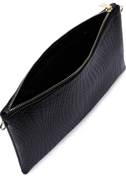 Kadın Siyah Zincir Askılı Örgülü Portföy Çanta 25ABD220226