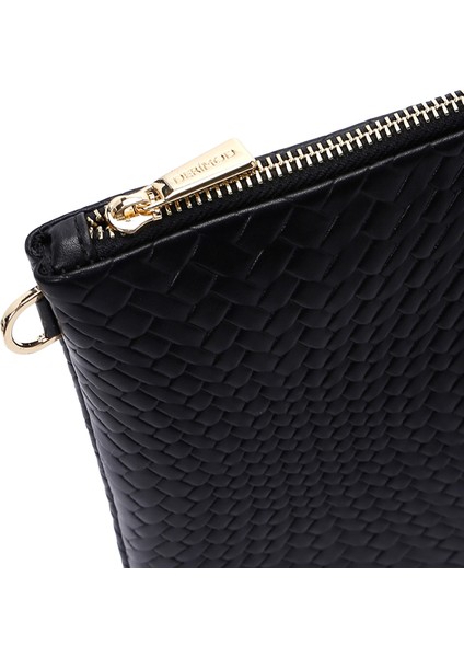 Kadın Siyah Zincir Askılı Örgülü Portföy Çanta 25ABD220226