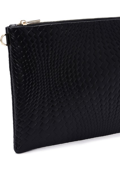 Kadın Siyah Zincir Askılı Örgülü Portföy Çanta 25ABD220226