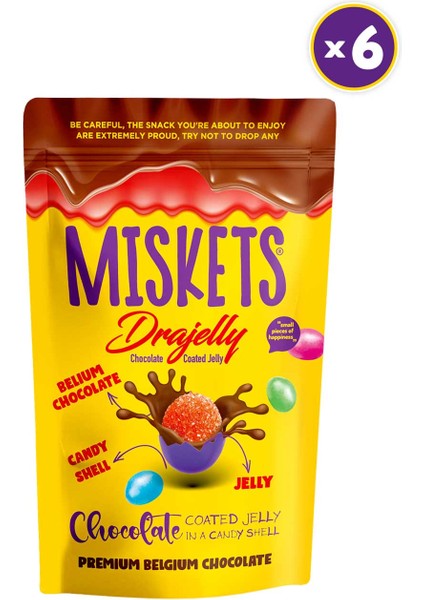 Renkli Şeker ve Sütlü Çikolata Kaplamalı Drajelly 120 gr x 6 Adet