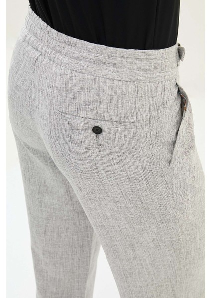 Kırçıllı Slim Fit Beli Tokalı Pileli Keten Erkek Pantolon fırsatları