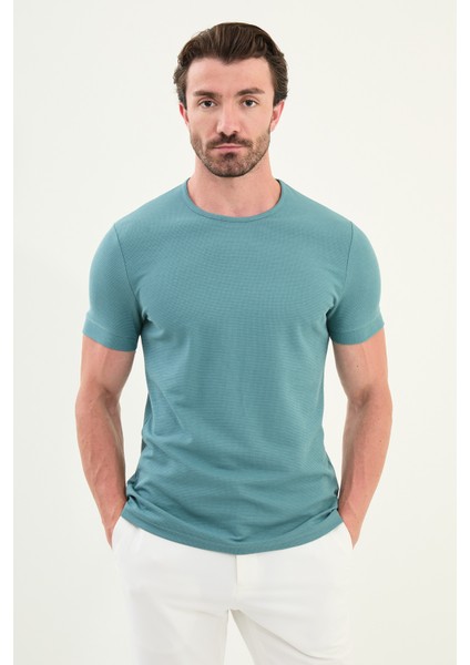 Desenli Slim Fit Kısa Kollu Pamuk Erkek T-Shirt