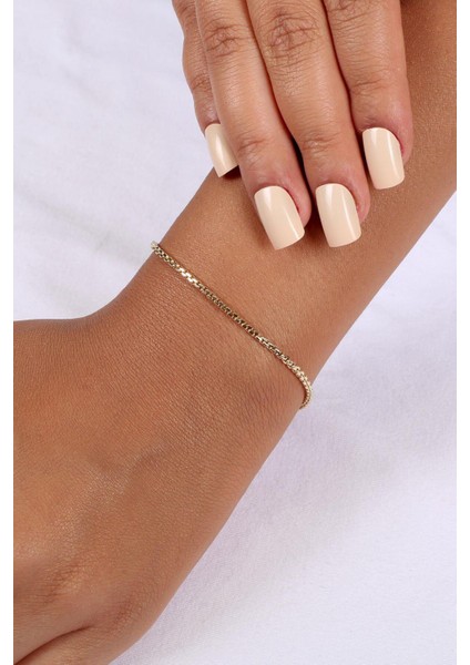 14 Ayar Altın Desenli Küp Zincir Bileklik fiyatları