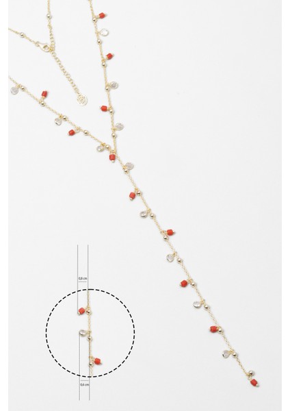 Ikonik Mercan 18 Ayar Sarı Altın Kaplama 43 cm Gümüş Y Kolye fiyatları