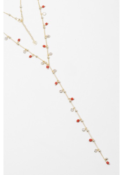 Ikonik Mercan 18 Ayar Sarı Altın Kaplama 43 cm Gümüş Y Kolye fırsatları