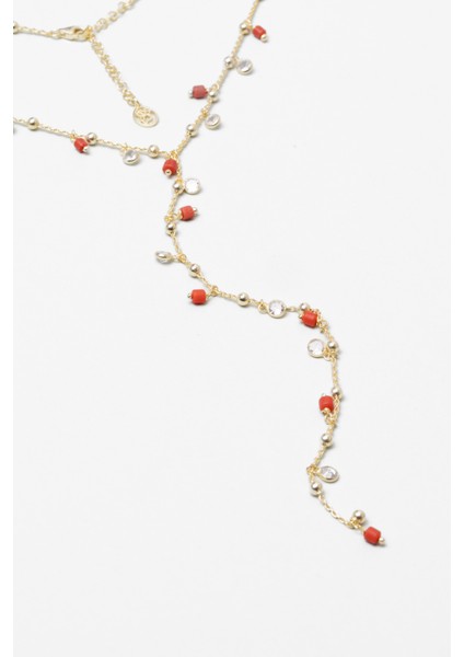 Ikonik Mercan 18 Ayar Sarı Altın Kaplama 43 cm Gümüş Y Kolye indirimleri