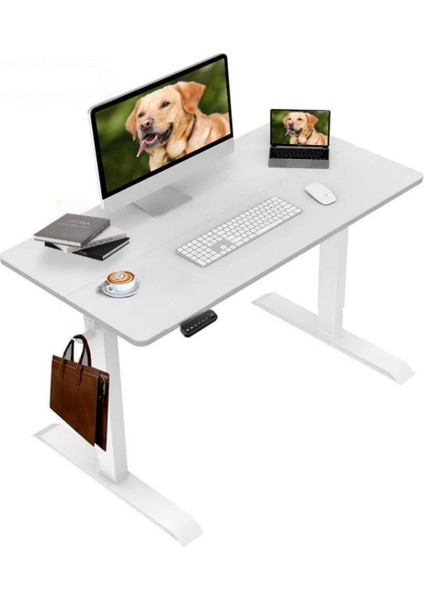 Yüksekliği Ayarlanabilir Ergonomik Bilgisayar & Çalışma Masası - Beyaz