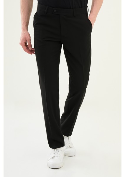 Düz Siyah Slim Fit Klasik Erkek Pantolon