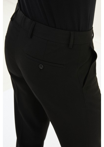 Düz Siyah Slim Fit Klasik Erkek Pantolon fırsatları