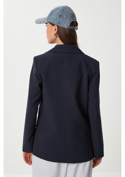 Vatkalı Poliviskon Blazer Ceket LGP0018 Lacivert indirimleri