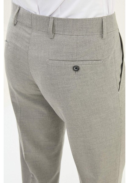 Desenli Gri Slim Fit Klasik Erkek Pantolon fırsatları