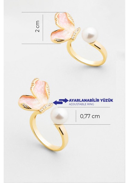 Inci Kanadı 18 Ayar Sarı Altın Kaplama Ayarlanabilir Gümüş Yüzük modelleri