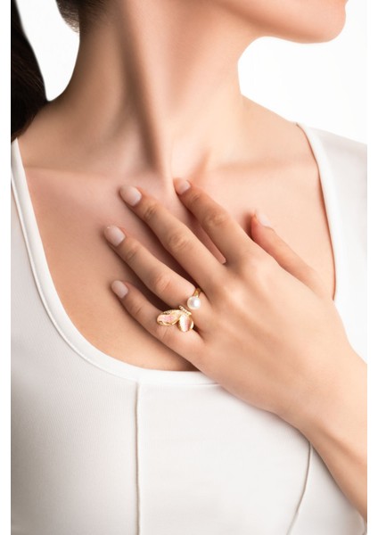 Inci Kanadı 18 Ayar Sarı Altın Kaplama Ayarlanabilir Gümüş Yüzük fırsatları