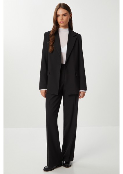 Dikişli Straight Poliviskon Pantolon LGP0023 Siyah modelleri