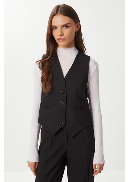 Dikişli Straight Poliviskon Pantolon LGP0023 Siyah indirimleri