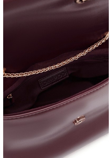 Kadın Bordo Uzun Zincir Askılı Örgülü Çapraz Çanta 25WBD290329