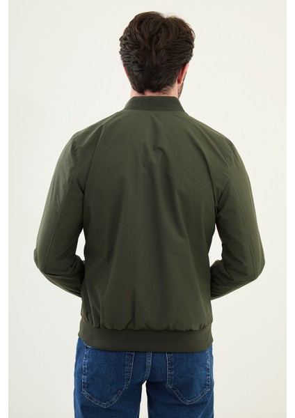 Düz Haki Slim Fit Hakim Yaka Erkek Mont fırsatları