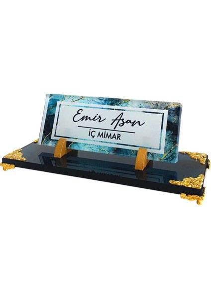 Kristal Masa Isimliği Uv Baskılı Ofis Hediyesi Cam Isimlik Cav-05