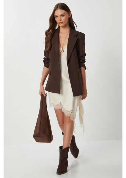 Vatkalı Poliviskon Blazer Ceket LGP0018 Kahverengi