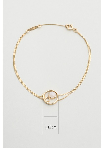 Ay Taşlı 14 Ayar Sarı Altın 19 cm Bileklik modelleri