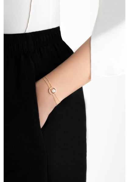 Ay Taşlı 14 Ayar Sarı Altın 19 cm Bileklik fırsatları