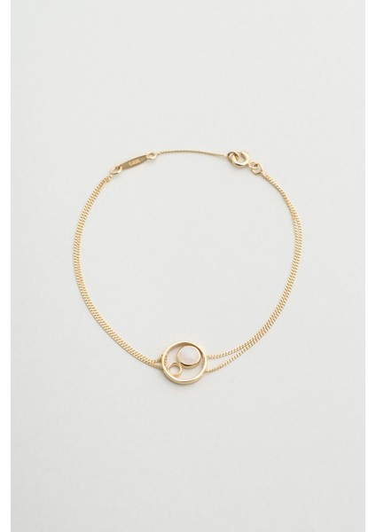 Ay Taşlı 14 Ayar Sarı Altın 19 cm Bileklik indirimleri