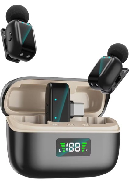 Type-C Kablosuz Yaka Mikrofonu – 3 Kademeli Gürültü Azaltma, 20M Menzil, Düşük Gecikme ≤30MS, Dijital Mikrofon, Canlı Yayın ve Röportaj Için Uyumlu | SX35 Mini